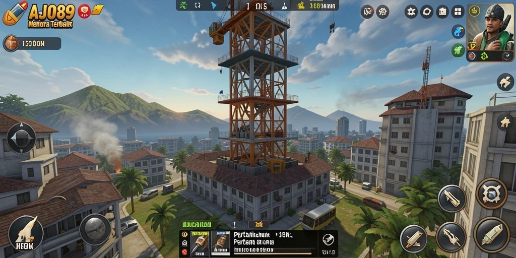 Menampilkan aksi seru gameplay Tower Defense dalam AJO89.