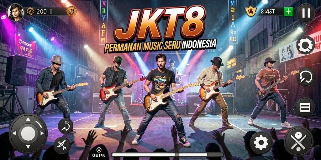 Tampilan permainan musik yang interaktif dan menarik di JKT8.