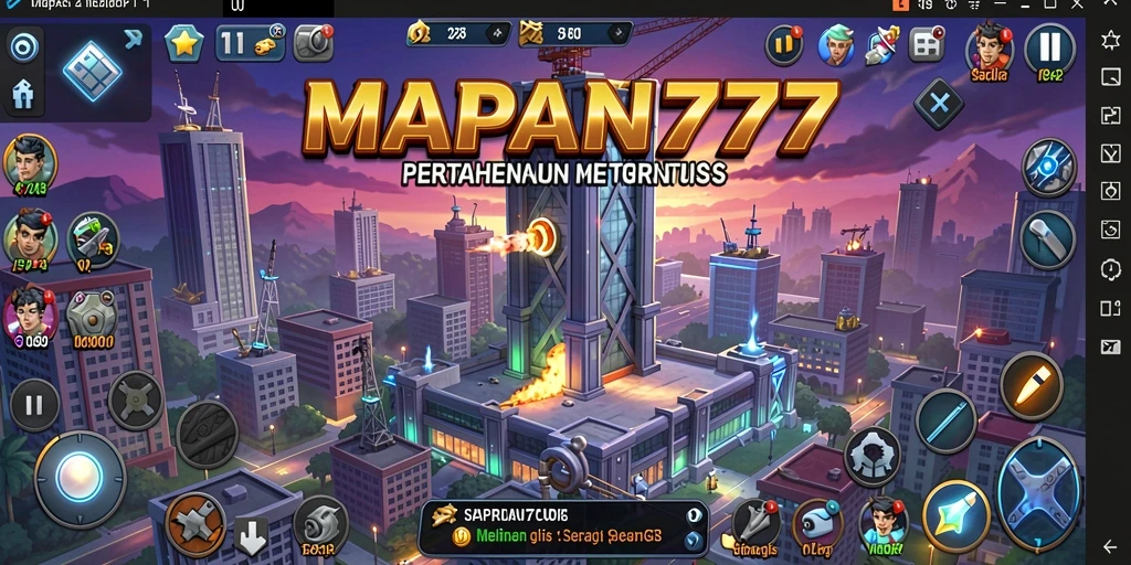 Screenshot gameplay MAPAN777: pertahanan menara yang seru dan dinamis.