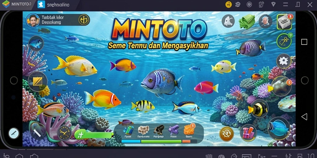 Tampilan menarik dari gameplay MINTOTO saat berburu ikan.